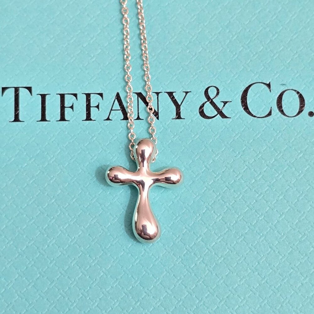 Tiffany & Co. Elsa Peretti Cross Pendant on 16" Chain - Picture 1 of 4